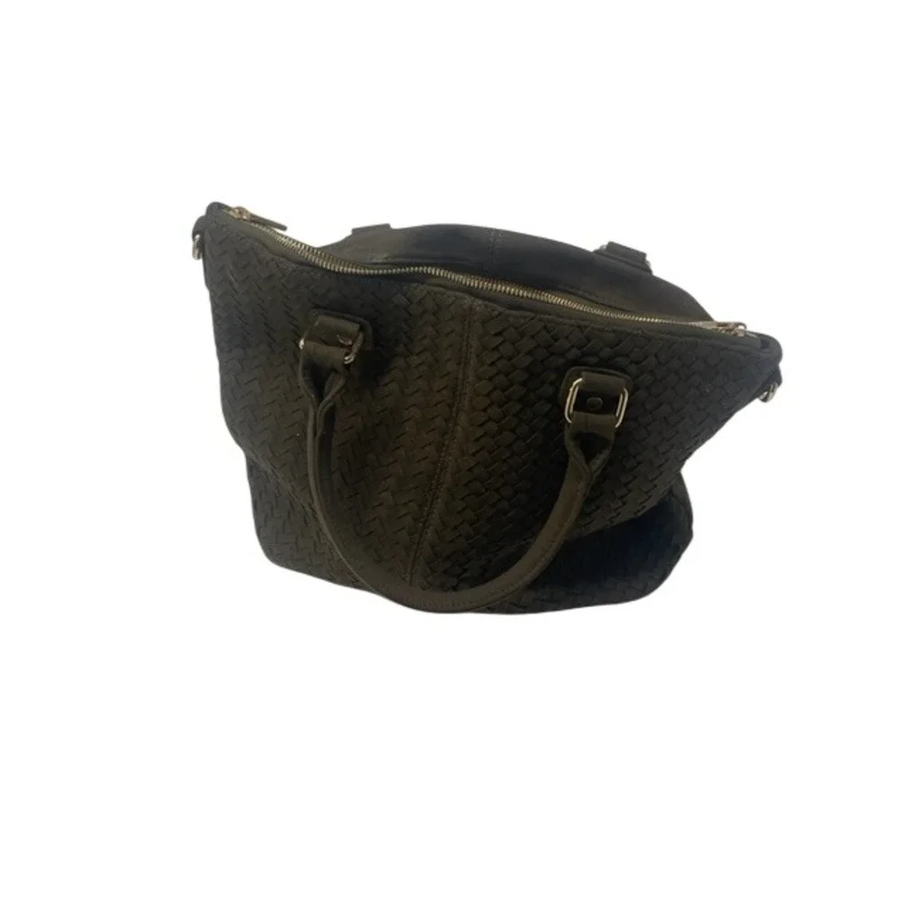 DEUX LUX Suede Woven Tote Bag Dark Brown Shoulder‎ Handbag